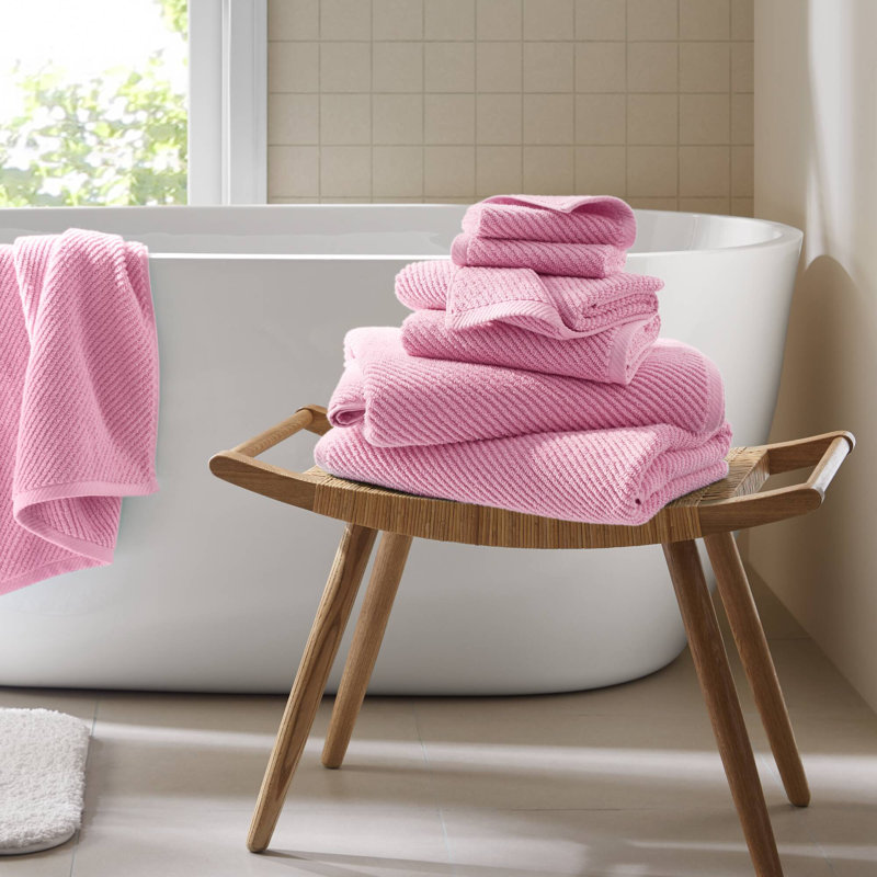 Ensemble de serviettes 6 pièces Diagonal, Ensemble 6 serviettes de bain, Rose