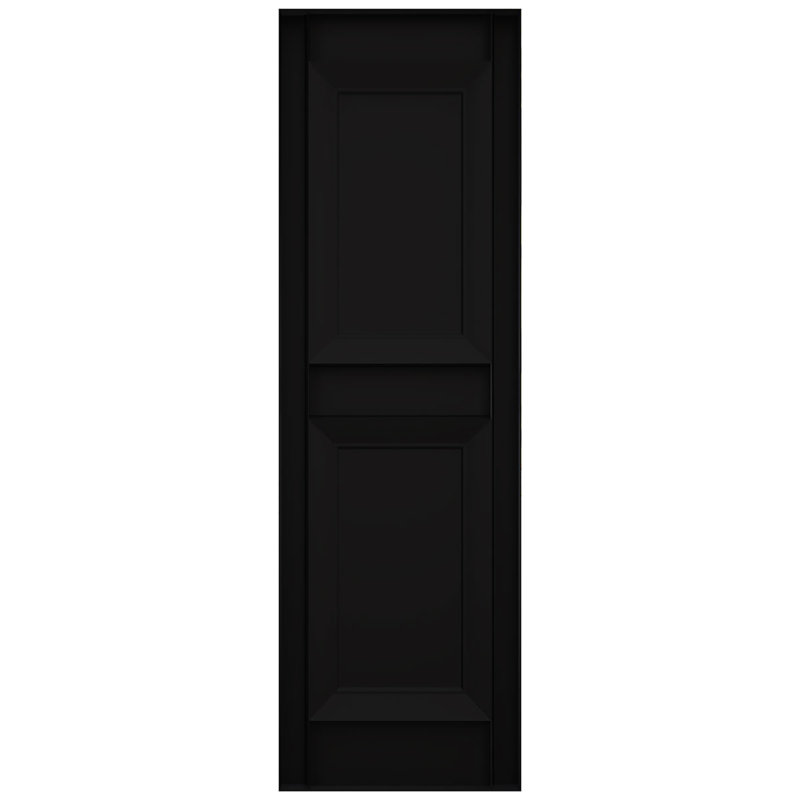 Black Raised Panel Vinyl Decorative Exterior Shutters, 14.75" x 31"
