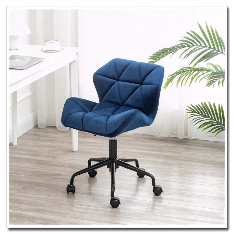 Chaise de bureau pivotante en velours, Blue Velvet