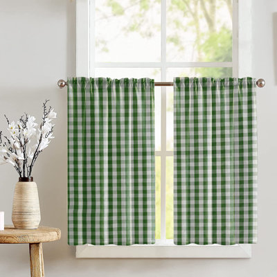 Gingham Checkered Print Cafe Tier Curtains
