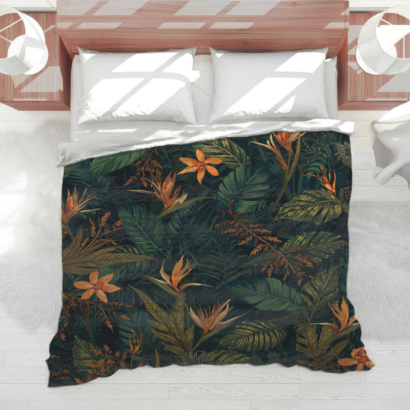 Édredon à motif de feuillage tropical, Simple extra long