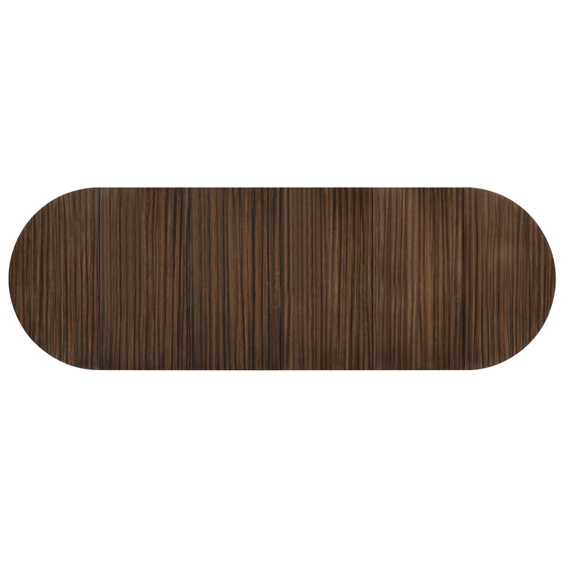 Black and Brown Extendable Round Wood Dining Table