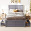  Lit plateforme simple en bois massif avec 4 tiroirs de rangement, pour enfants, adolescents, bleu gris-587188301-587188300