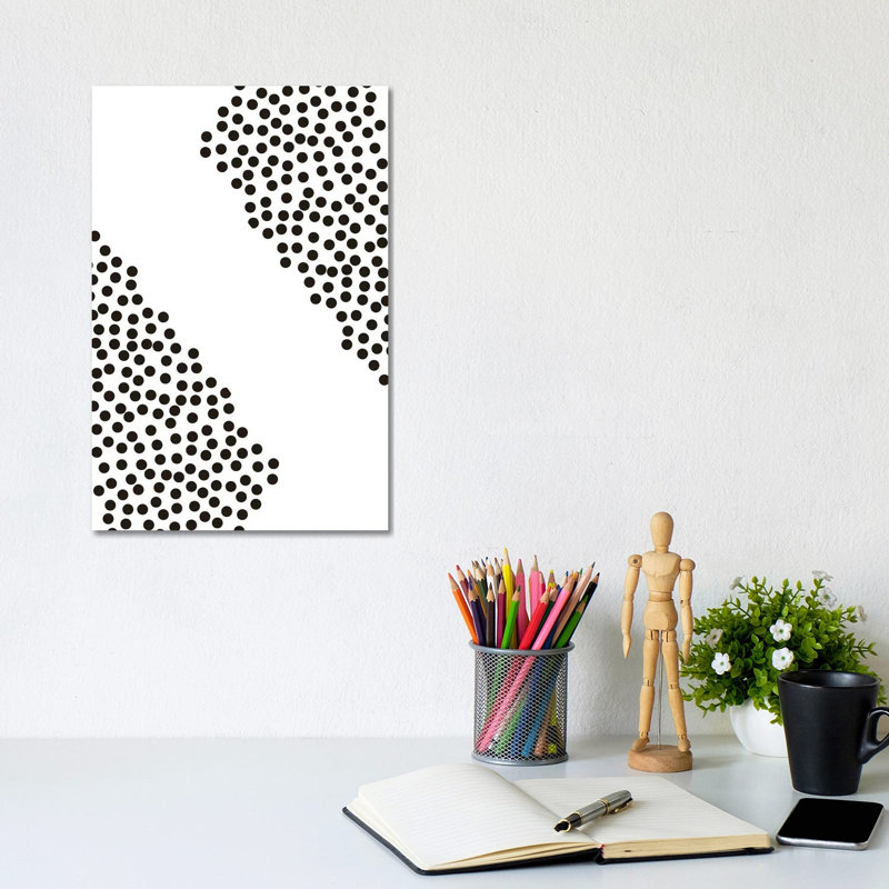 Black Corner Polka Dots by Pixy Paper - Wrapped Canvas Print, 20.32 cm H x 30.48 cm W