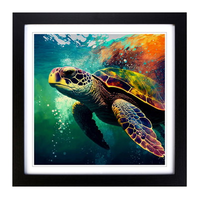 Sea Turtle Pop - Single Picture Frame Print on Wood