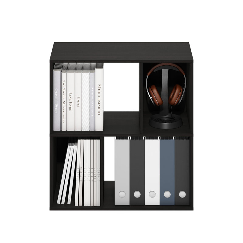 Dubinska 4-Cube Irregular Cubes Bookcase, Bookshelf, Storage Organizer, Espresso
