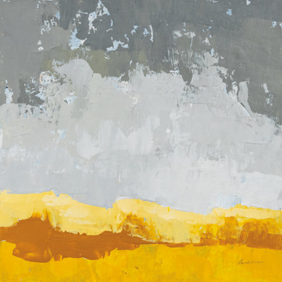 Landscape Yellow Grey 1 Piece Wrapped Canvas Painting