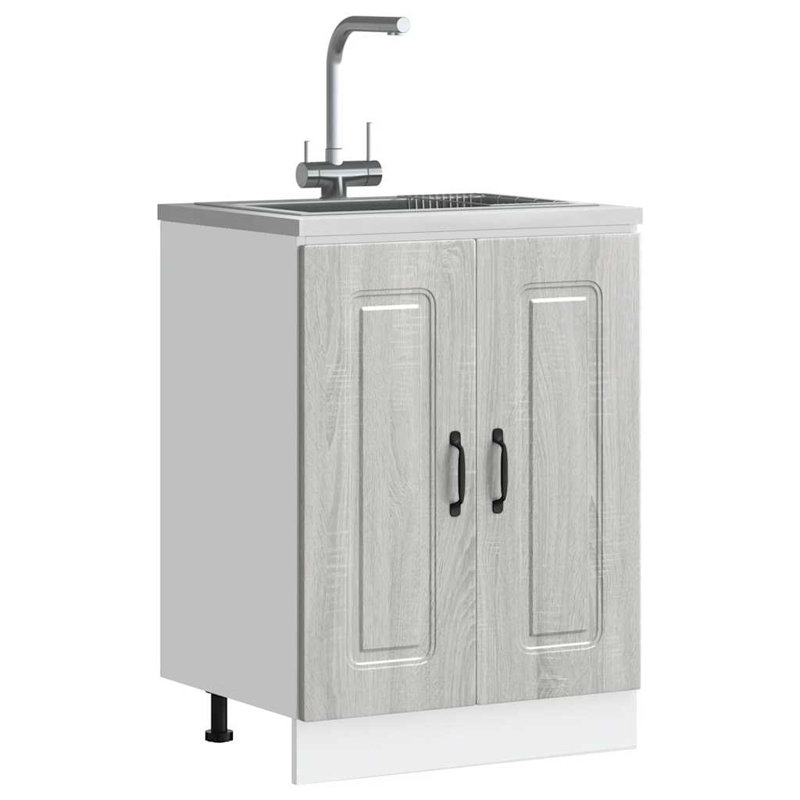 Sink Base Cabinet Kalmar 60X46x81.5 Cm Engineered Wood, Grey Sonoma
