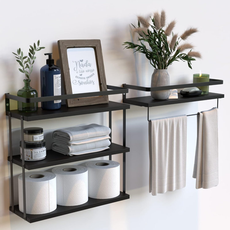 Ensemble de 2 tablettes flottantes à fixation murale 3 + 1 niveaux
