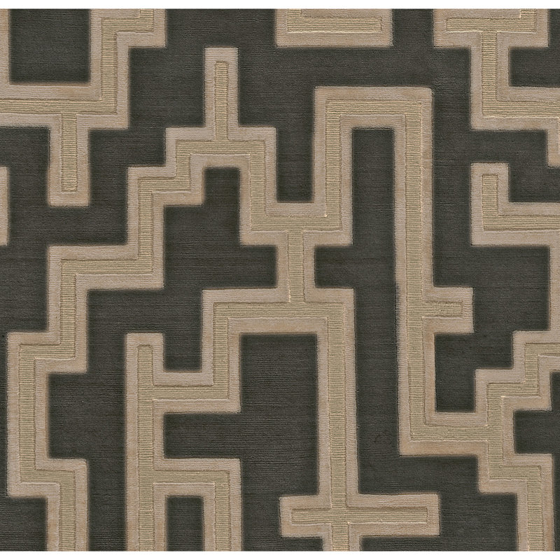 Tapis rectangulaire brun / noir, Rectangle 9 pi x 12 pi