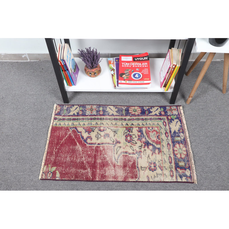 Traditional Turkish Door Mat in Rich Red and Cream Tones Featuring Ornate Floral Patterns Ideal for Home Decor