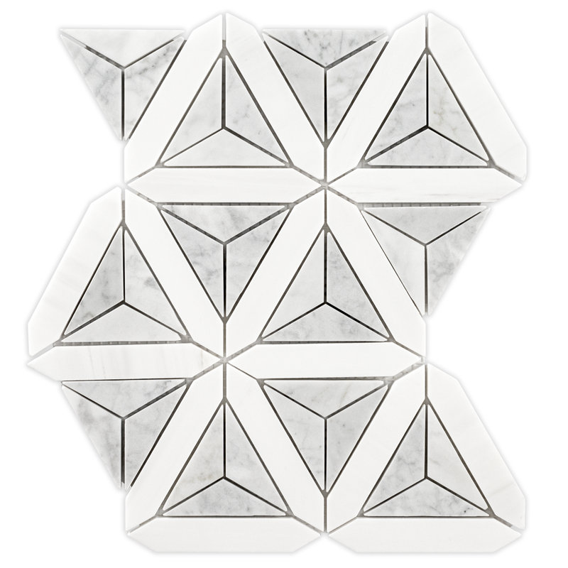 Carrara White x 9 in. x 12 in. Polished Marble Mosaic Floor and Wall Tile