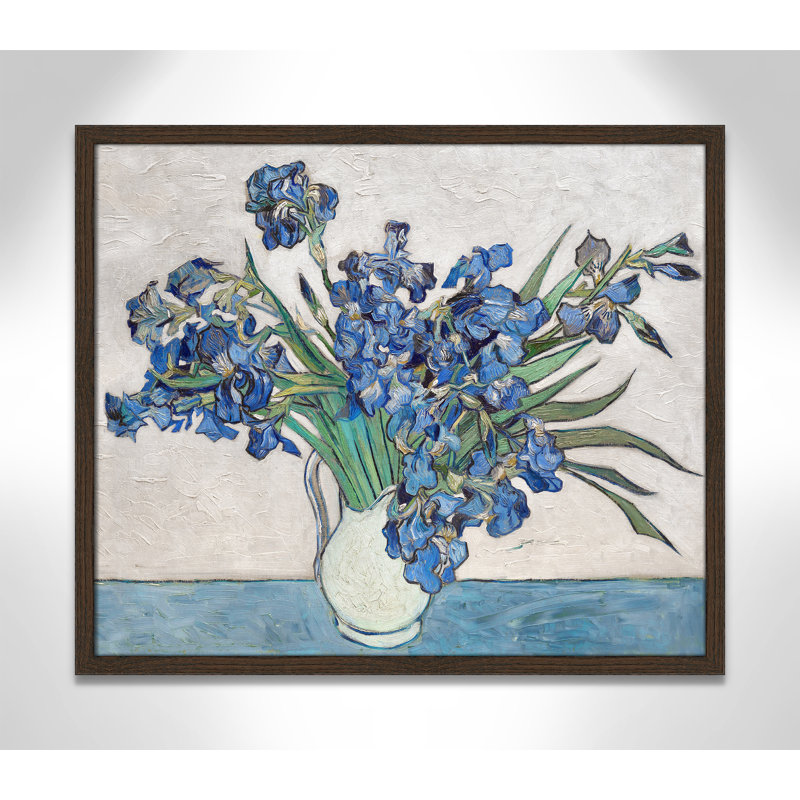 Imprimé iris bleu par Vincent Van Gogh, Noyer avec cadre fin, Pas de tapis, H 25,5 po x l 21,5 po
