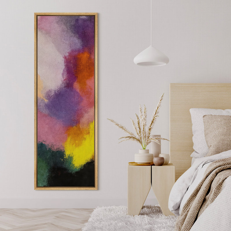 Abstract Framed Canvas Wall Art - Colour Blocks Print for Modern Wall Decor, Natural, 60" H x 20" W