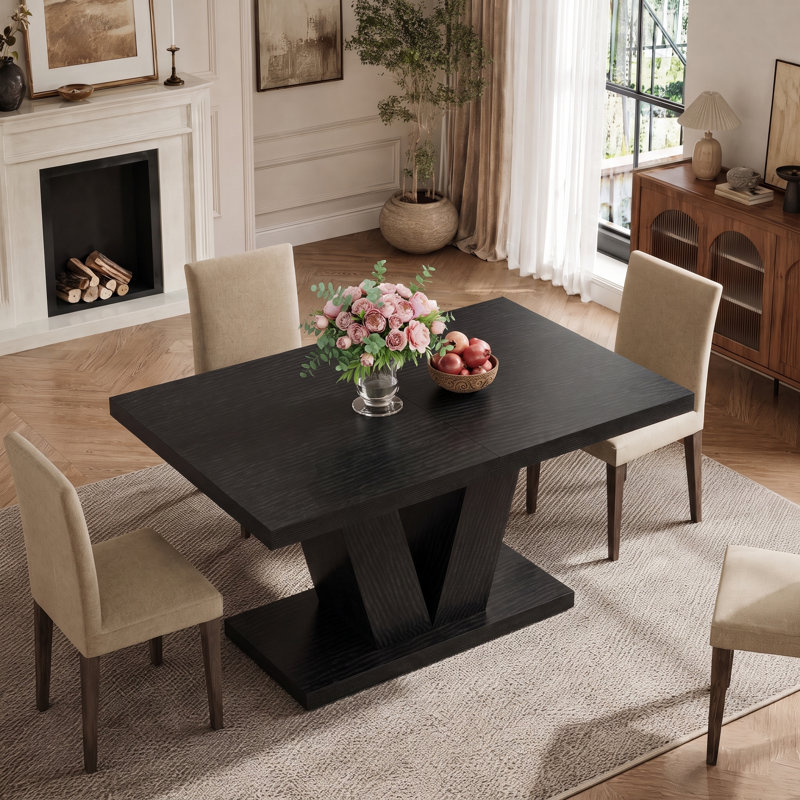 Bernadete Dining Table, Black, Black