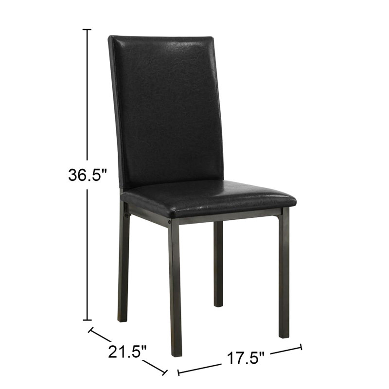 De 2 chaises de salle à manger rembourrées rectangulaires noires avec 2 pièces en simili cuir transitionnel pour une utilisation pratique à la maison