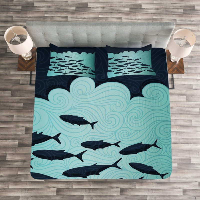 Coastal Polyester Coverlet, King Coverlet + 2 Shams