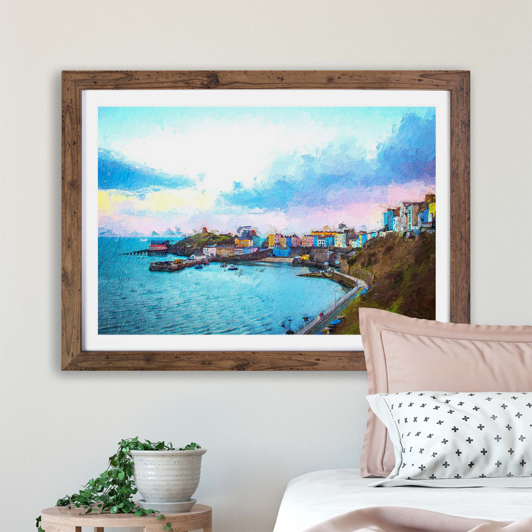 Tenby Harbour in Pembrokeshire Wales - Framed Print