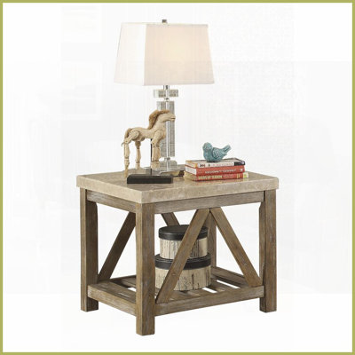 Table basse de style industriel avec plateau en marbre blanc crémeux Tablette inférieure - peu encombrante pour le salon, facile à assembler
