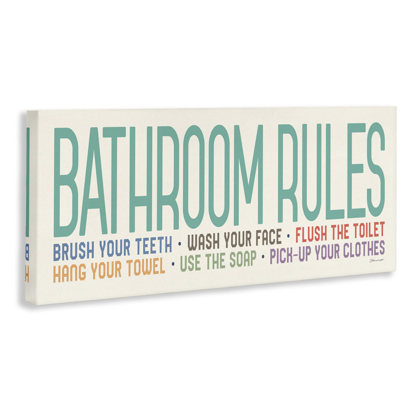 'Bathroom Rules' Texture Art, 10" H x 24" W