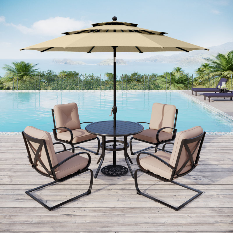 Tanaiyah 120'' Tilt Market Umbrella, Beige