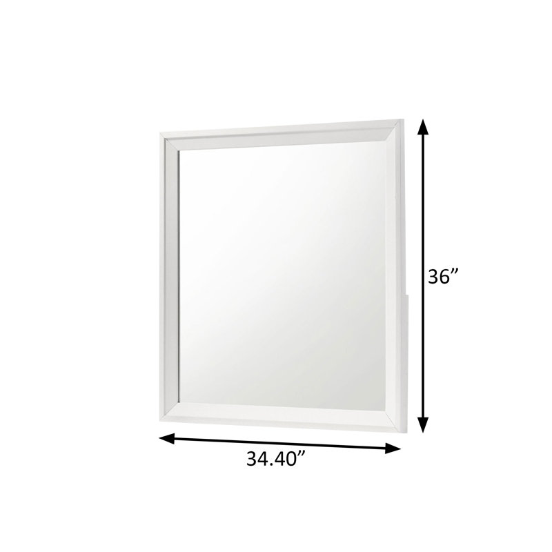 34.4"W Contemporary Mirror, White