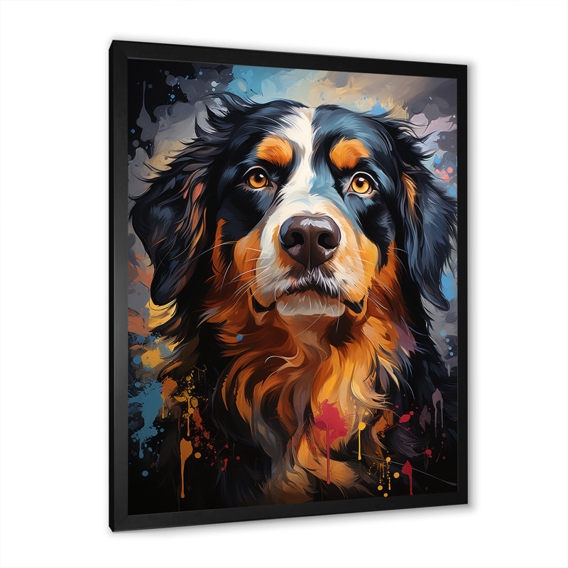 Bernese Mountain Majesty sur toile, H 20 po x l 12 po x P 1 po, Cadre simple noir