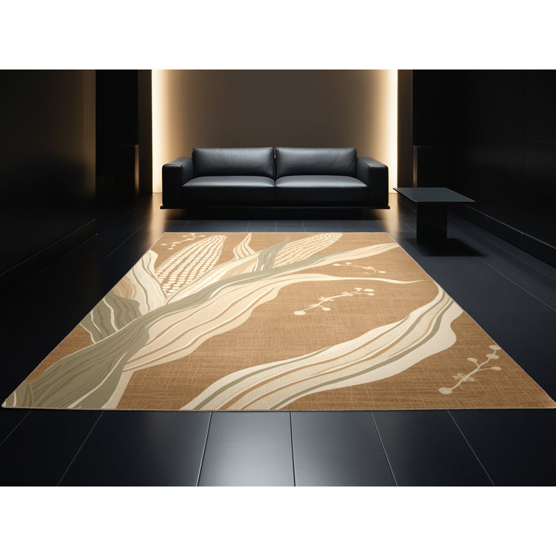 Tapis brun à motif rustique lavable à la machine Kirkwood, 2 pi x 3 pi
