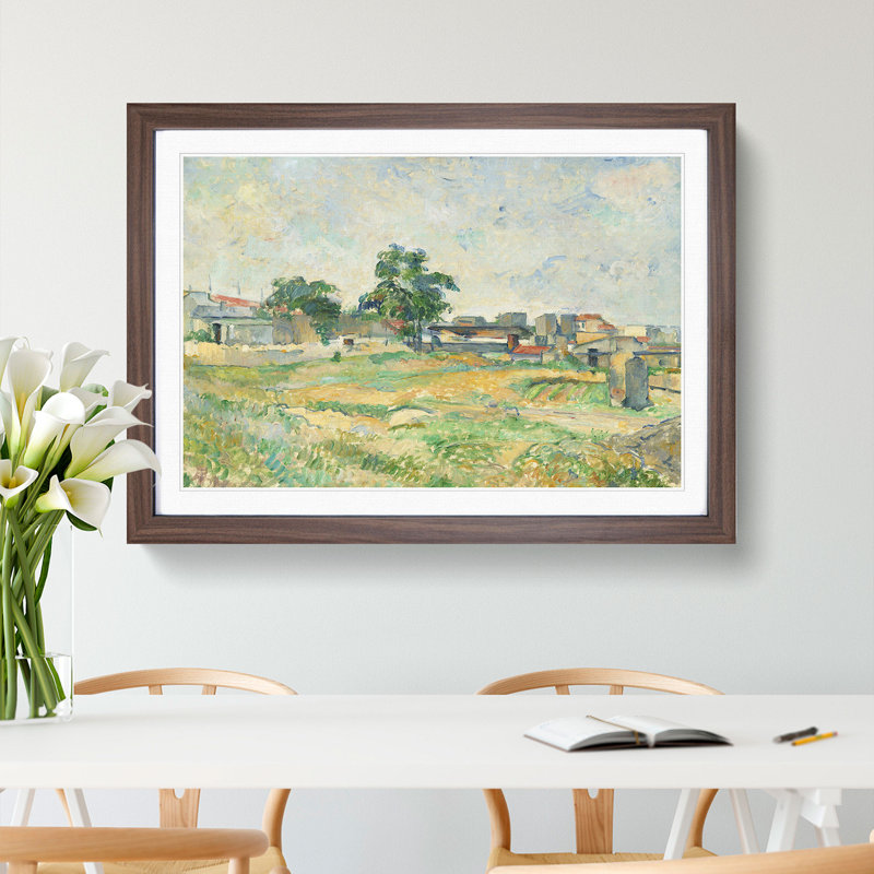 Landscape Near Paris by Paul Cezanne - Picture Frame Painting, Walnut Framed, 48cm H x 65cm W x 2cm D