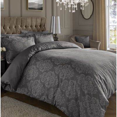Dillsboro Cotton Blend Damask Duvet Cover Set with Pillowcases