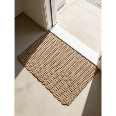 Jute Door Mat Braided Woven 24X35 Brown Dirt Trapper Entryway
