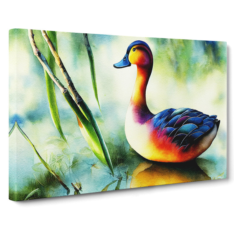 Duck Watercolour Vol.3 - Wrapped Canvas, 35cm H x 50cm W x 3cm D