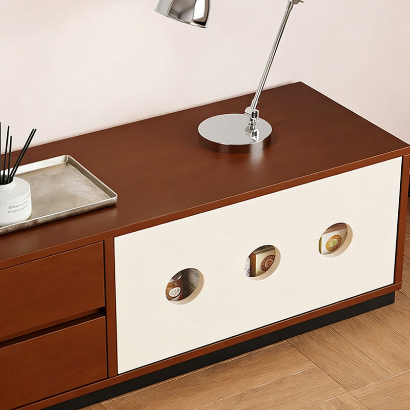 Meuble télé rétro en bois manufacturé brun noisette, 94.49