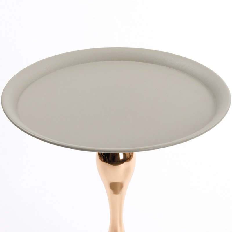 Table d'appoint polyvalente en métal à piédestal, Gris mat, Gris mat