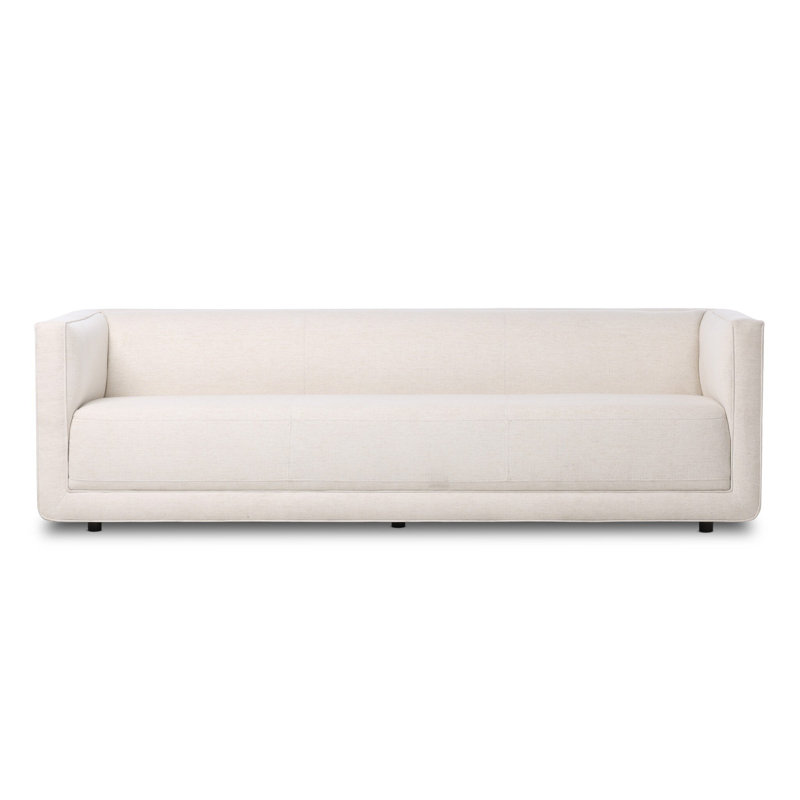 Phillip 94.5" Upholstered Sofa, Nomad Snow Crypton Top Grain Leather