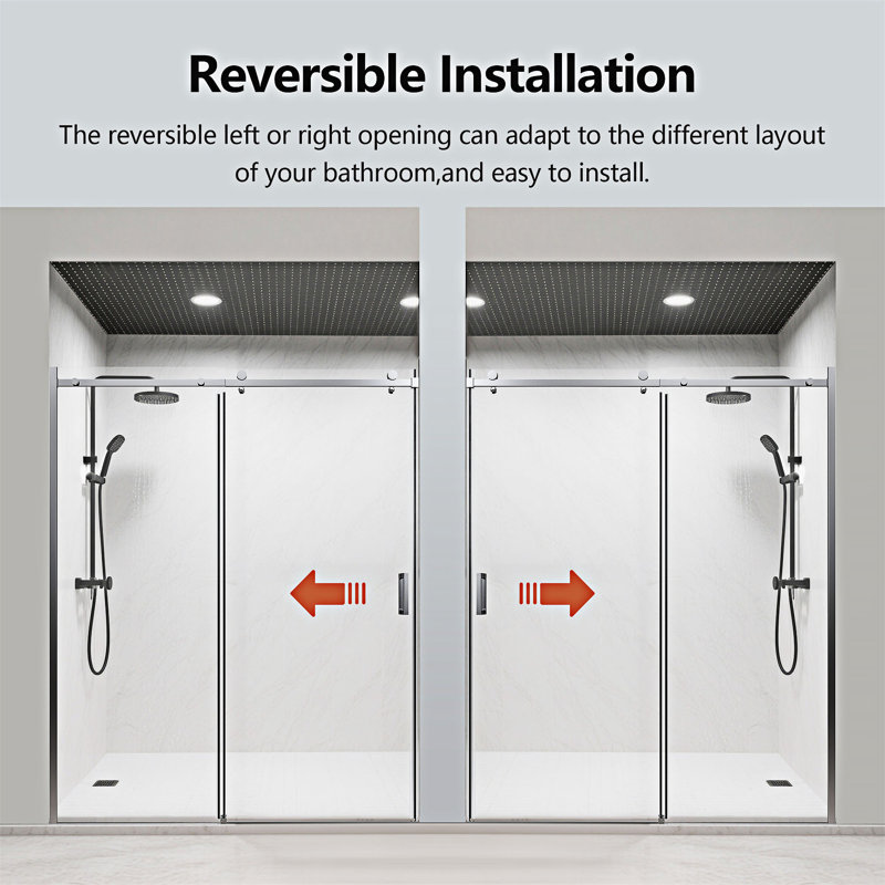 Portes de douche coulissantes simples sans cadre, Chrome chrome