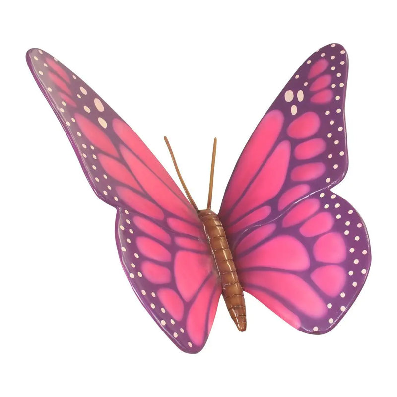 Statue insecte papillon surdimensionné, Brun / blanc / rose / mauve