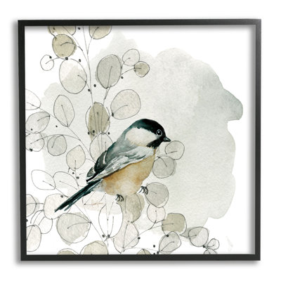 " Finch Bird Perched Soft Botanicals " by Livi Finn Painting Print