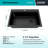 LEXICON 33" x 22" Workstation Kitchen Sink, Platinum Quartz Kitchen Sink, Single Bowl Sink, Drop-in Sink, Undermount Sink, Granite Kitchen Sink, with wooden cutting board, rollup drain mat, Steel Grids and Basket Strainer, Disposal Flange-100811412