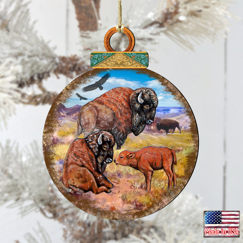 Ornement boule en bois Tidaholm Buffalos