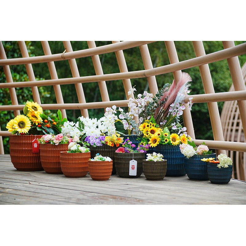 4 pots de fleurs en céramique, pot de fleurs moderne pour patio, jardin ou rebords de fenêtre, Corail
