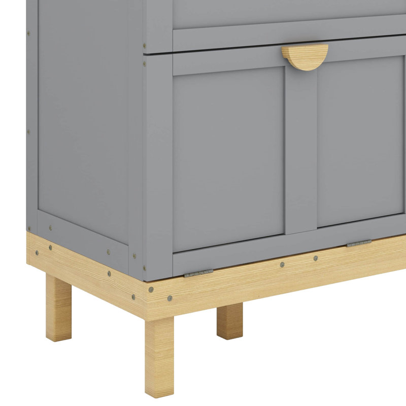 Grand lit convertible avec armoire de rangement, Gris