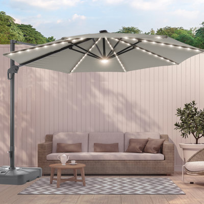 Jamestown 132'' Lighted Cantilever Umbrella with a Base