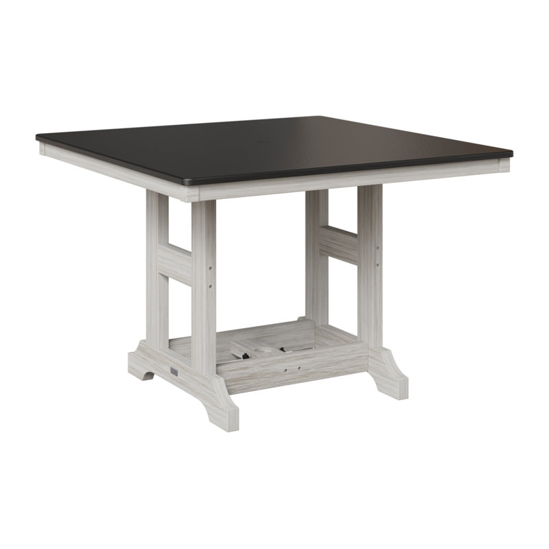 Table de bar carrée 44 po Berlin Gardens Garden Classic, Coquillage, H 39,5 po x l 44 po x P 44 po, Noir martelé