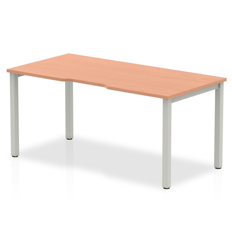 Jave Steel Computer Desk, 73cm H x 120cm W x 80cm D, Silver, Beech
