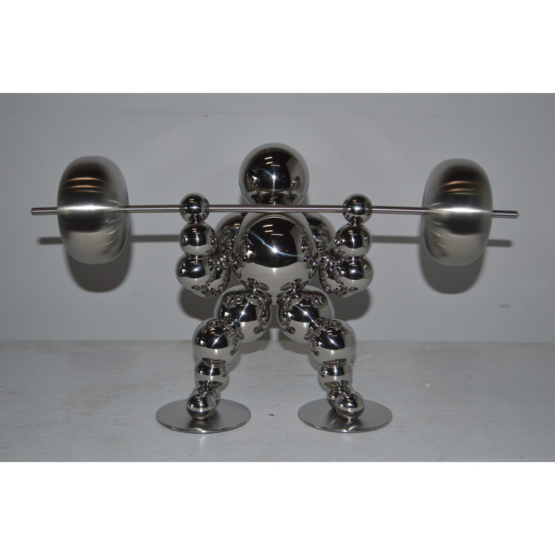 Amour Weightlifter Squat Position Chrome Statue - Size: 20"L x 7"W x 12"H.