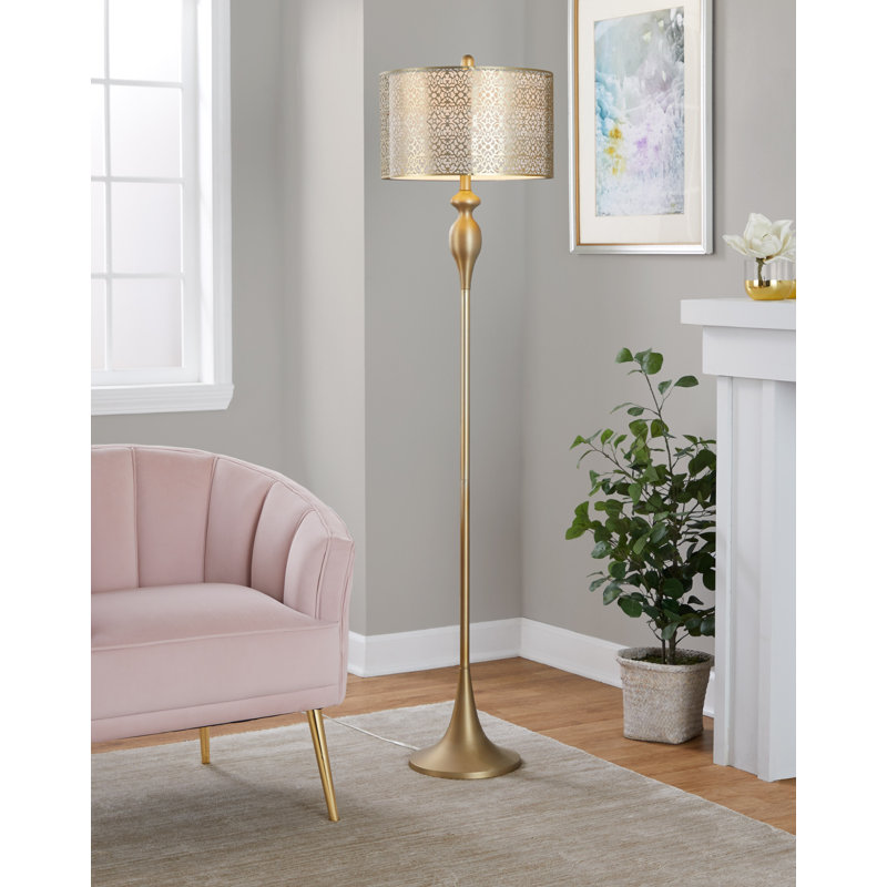 Lampe sur pied 63 po Poyner, Plaqué or, Plaqué or