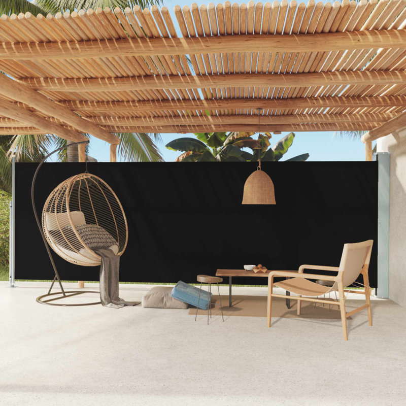 Dakota Fields 600cm W x 180cm D Fabric Cover Retractable Side Awning, Black
