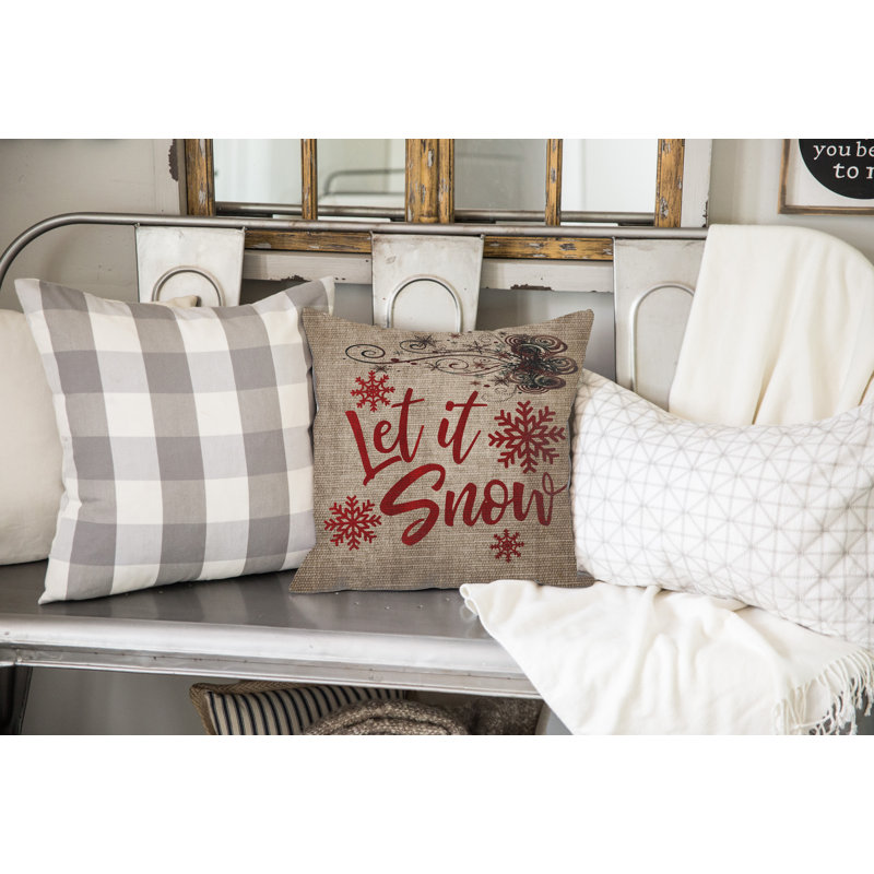 Let it Snow Vintage Indoor/Outdoor Throw Pillow Let It Snow Outdoor Rectangular Pillow Cover & Insert, Square, 16" x 16"