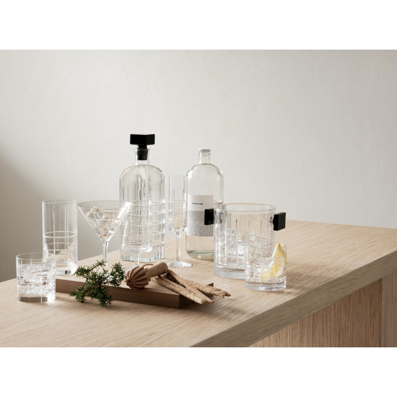 Handmade Geometric Clear Glass Highball Set of 4